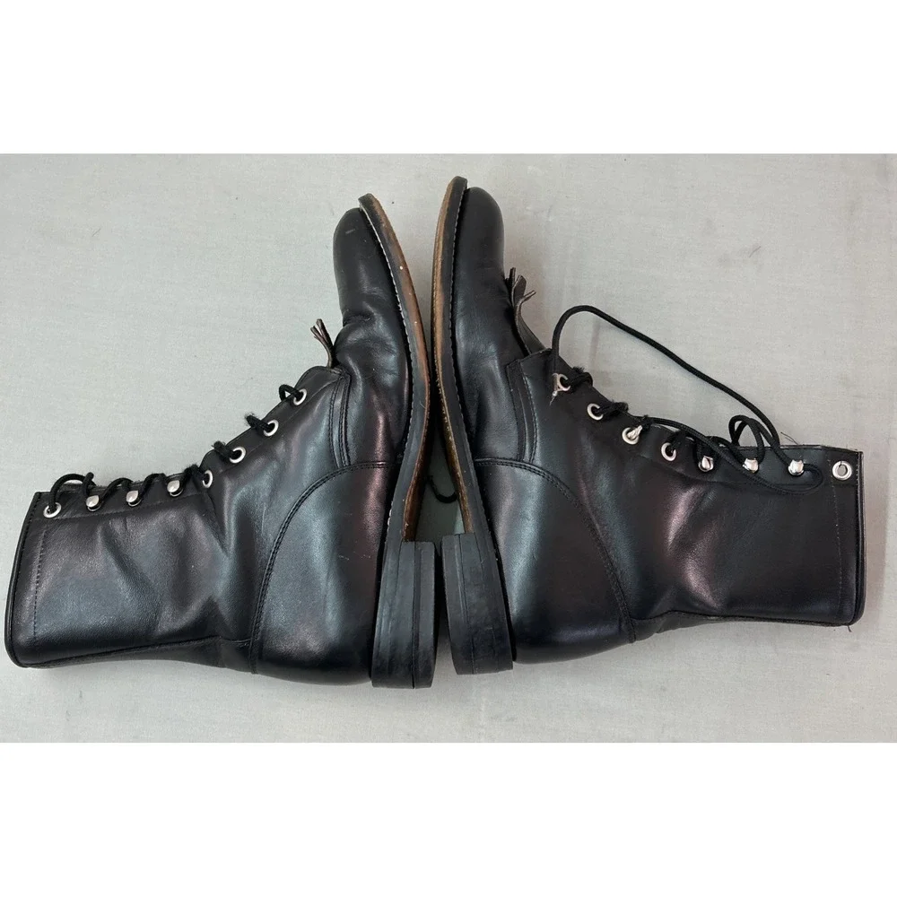 JUSTIN Diamond J Women's Roper Hiram Kiltie Boots Leather Black 00506 L 7 1/2 B